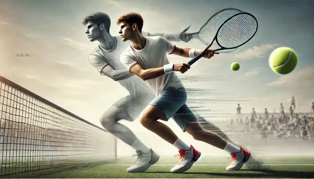 Tennisspiller bruger positive self-talk og mental træning til at styrke fokus og præstation.