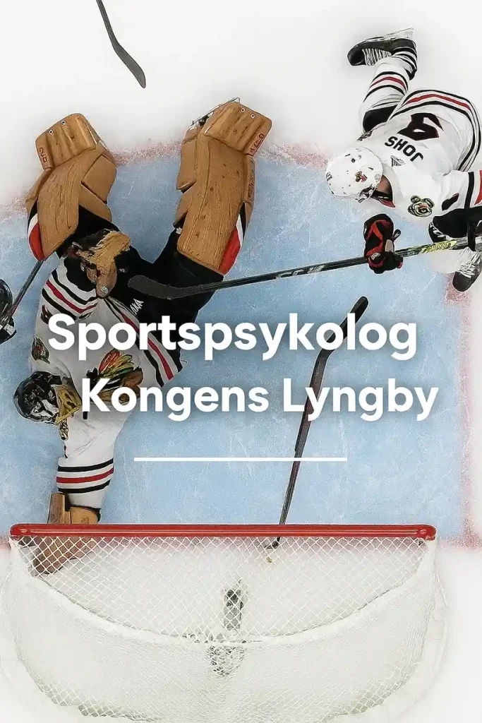 Ishockeyspillere i aktion foran mål, illustrerer sportspsykologi i Kongens Lyngby